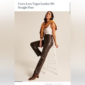 Abercrombie & Fitch 90’s Straight Curve Love Brown Leather Pants 26 Extra Short
